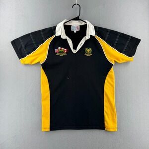 RFC Llandaff North Rugby Shirt Mens 44 Black Heavy Cotton Jersey 80s 90s Polo